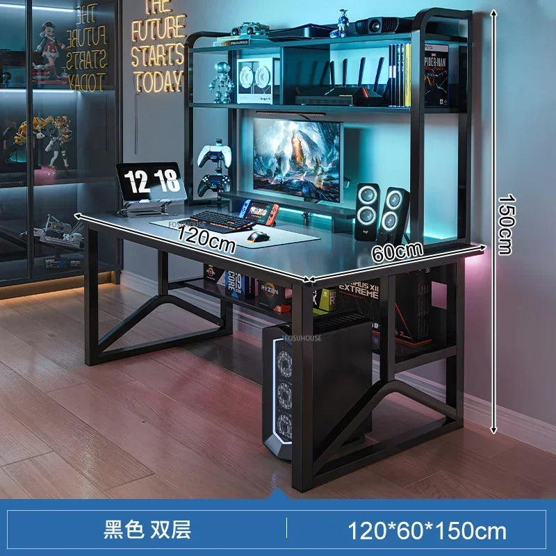 Home Office Table For Pc Gaming Desk Simple Desktop Computer Desks With Bookshelf Furniture Creative Reading Desk Gamer Table X