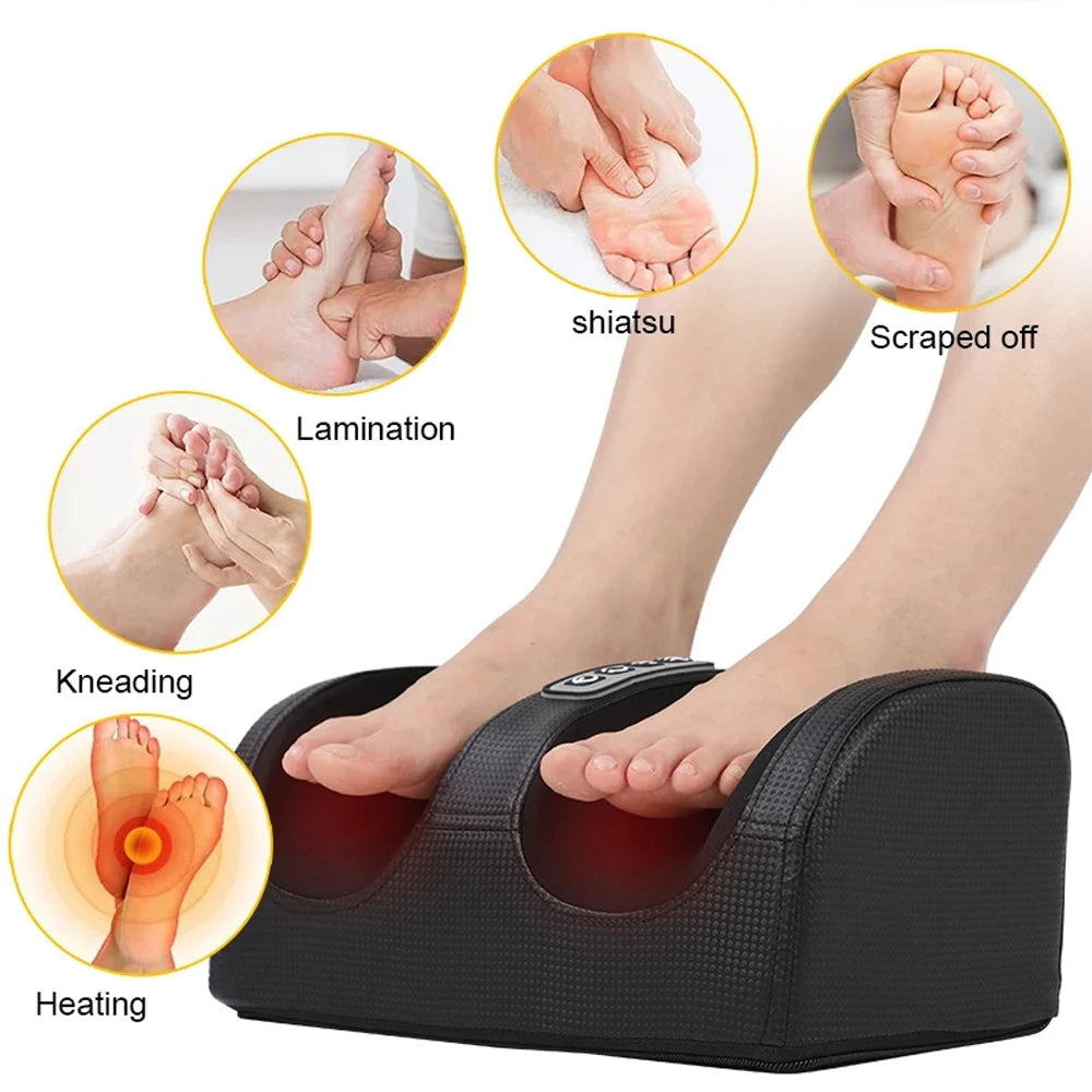 Electric Foot Massager Shiatsu Kneading Deep Tissue Relax Heated Roller Calf Pain Relief Fatigue Muscles Vibrator Machine Health - Kimlud