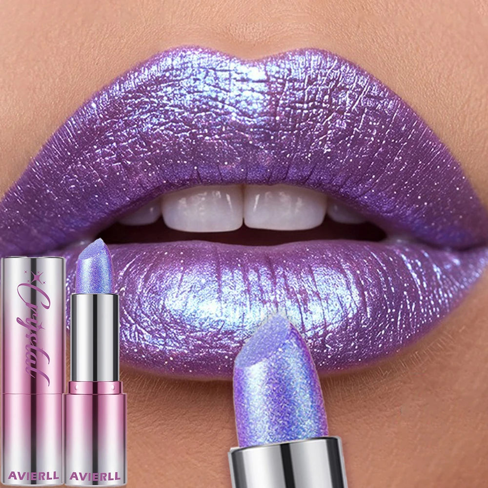 14 Colors Metallic Sparkle Lipstick Polarizing Pigment Diamond Shine Gold Pearlescent Lipgloss Long Lasting Lip Beauty Makeup