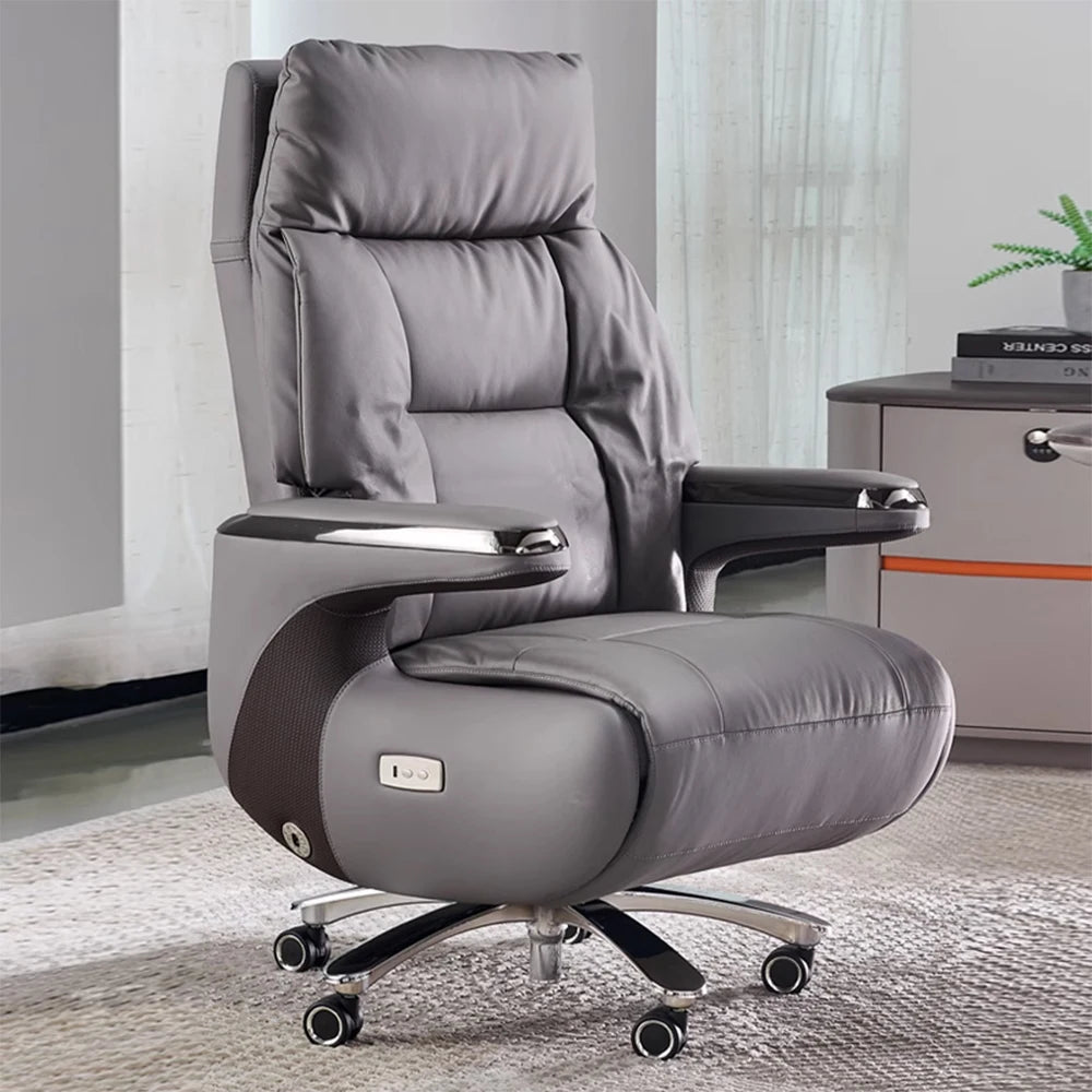 Contemporary Executive Recliner Chair Luxury Black Synthetic Leather Office Furniture Massage Feature for Boss Office Workers - Kimlud