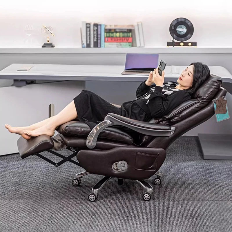Leather Electric Chair Footrest Lift Rotatable Nordic Lazy Designer Adult Aesthetics Chair Wheels Luxury Bureau Meuble...