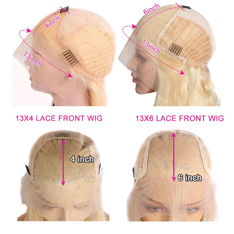 613 Lace Front Wigs Body Wave Lace Front Human Hair Wigs Brazilian 13x6 Blonde HD Lace Frontal Honey Blonde Wigs For Women - Kimlud