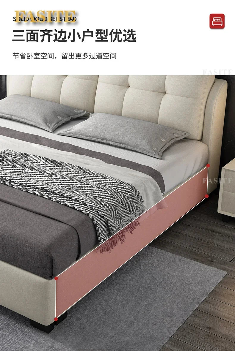 Premium High-quality New Arrival Technology Fabric Bed Small Unit, Master Bedroom, Large Bed, Light Luxury Nordic Fabric Bed