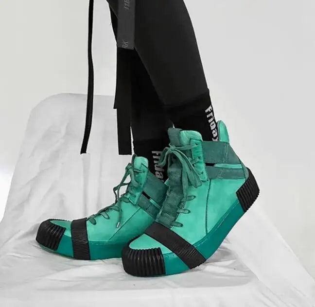Original Design Pure Handmade BBS Customized Nappa Leather Goodyear Patchwork High Top Luxury Retro Hip Hop Artistic Boots