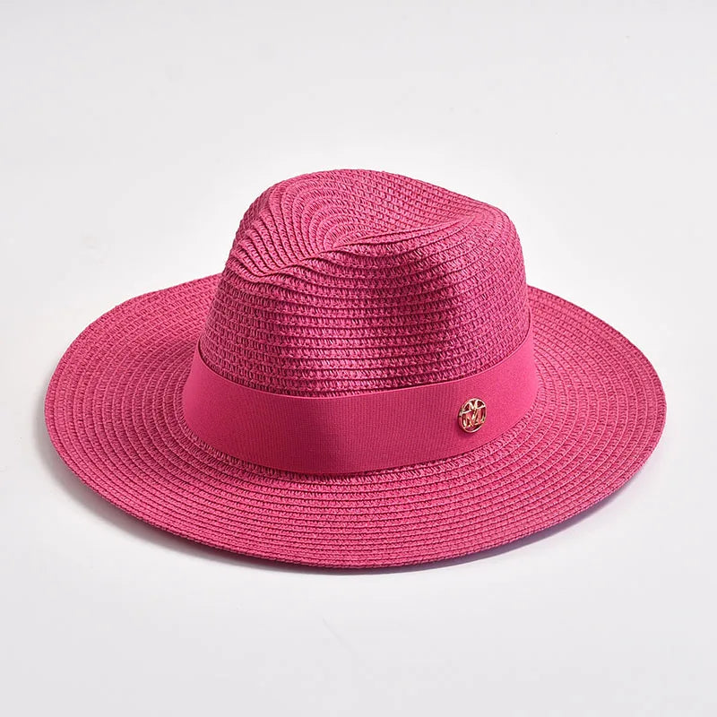 Summer Straw Hats for Women Men Panama Travel Beach Sun Hat Ribbon Decoration Elegant Luxury Jazz Hat
