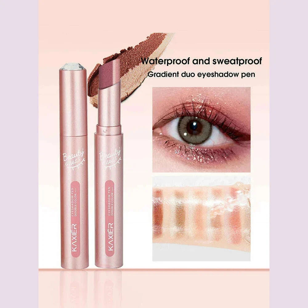 Waterproof Double Color Eye Shadow Stick - Gradient, Sweat-proof, and Smudge-proof Makeup Tool for Easy and Long-lasting