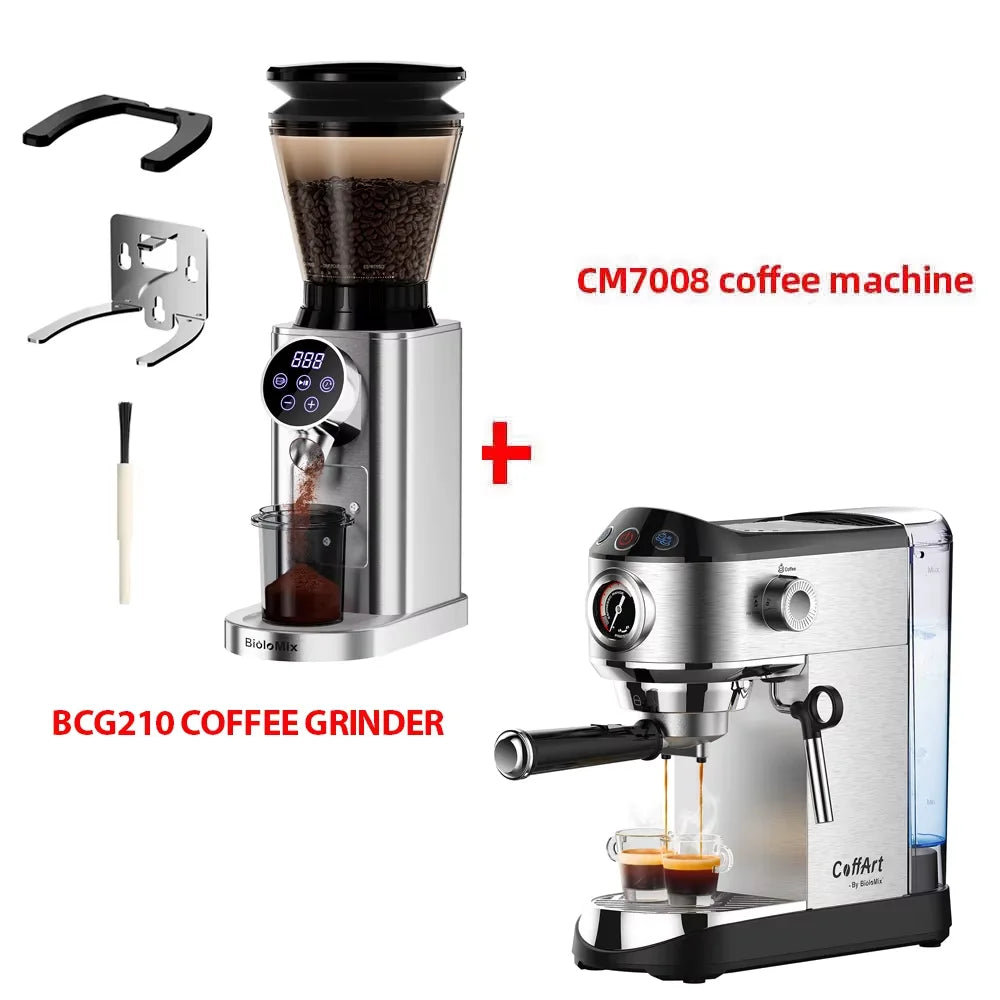 BioloMix Professional Conical Burr Grinder 48 Adjustable Settings with Removable Holder for Espresso Drip and French...
