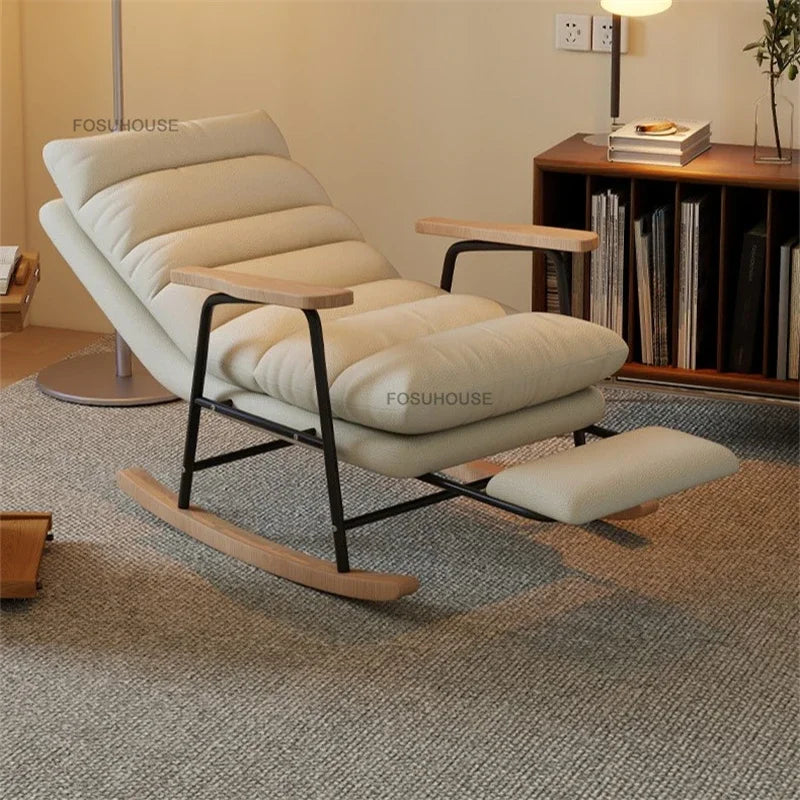 Modern Adjustable Backrest Leisure Living Room Chairs Luxury Rocking Chair for Bedroom Small Apartment Armchair Home Furniture - Kimlud