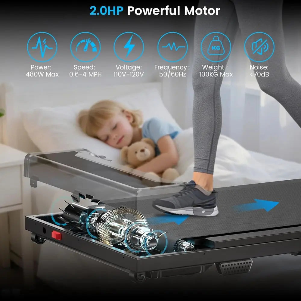 Portable Electric Treadmill for Home Use - Compact, Adjustable Speed, Supports Up to 220 Lbs - Kimlud