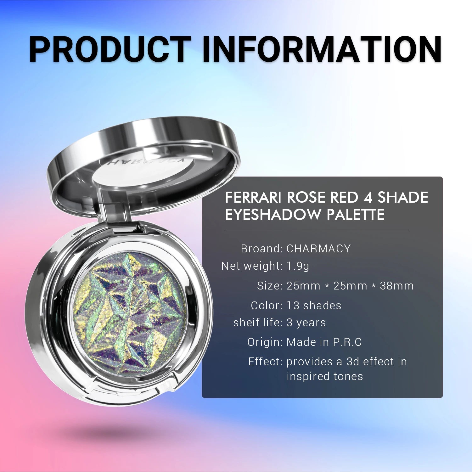 CHARMACY Chameleon Glitter Eyeshadow Color Shift High Pigment Single Eyeshadow Smooth Blendable Formula Eyeshadow for...