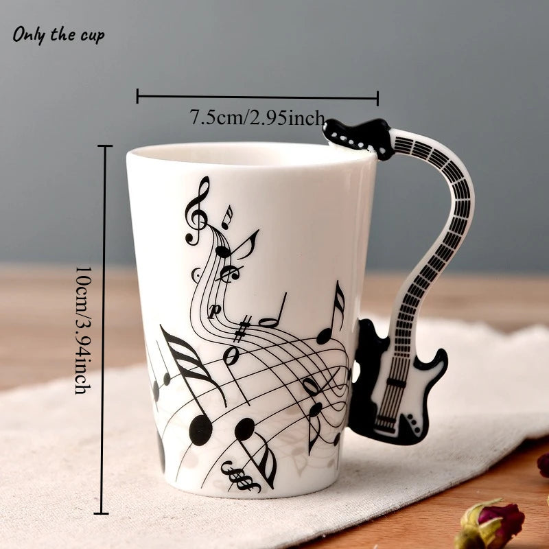 1pcs Ceramic Music Cup Mug Electric Guitar Instrument Creative Coffee Cup Enamel Porcelain Guitar Violin Style | Kimlud...