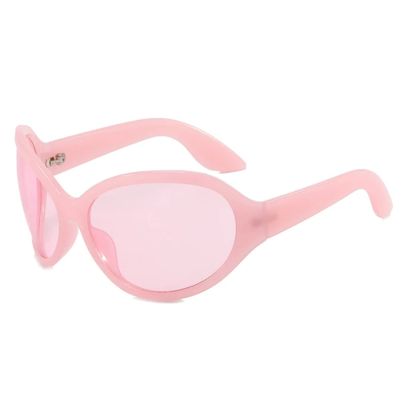 Punk Oversized Oval Frame Trendy Cycling Women's Sunglasses New Luxury Design Men Sunglass Drive Sports Windproof Goggles UV400 - Kimlud