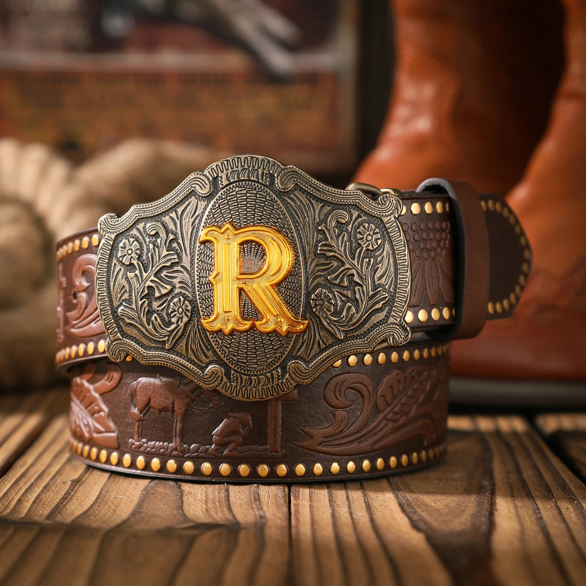 A casual and retro belt, a waist accessory for Western-style clothing, metal buckle, PU belt, suitable for both men and...