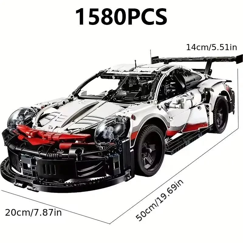 1580PCS+ 1:8 Super Race Car Building Set 42096 Mechanical Group Bricks Assembly DIY Model Toy MOC Creative Collection Gift Decor
