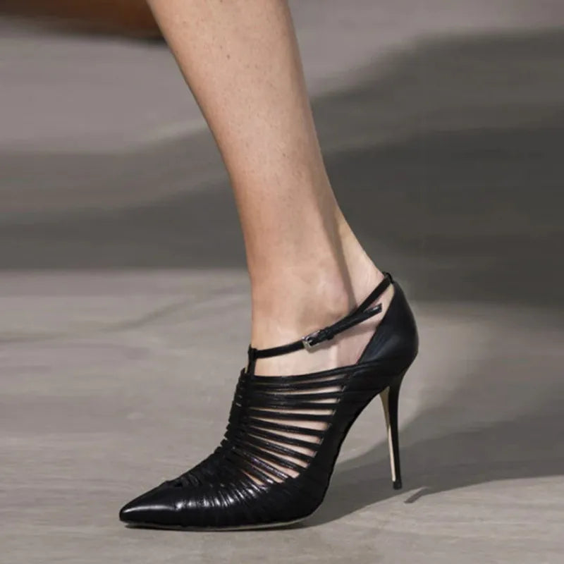 New Fashion Pointed Toe Cutout Pumps Sandals Sexy Stiletto Buckle Strap White High Heels Party Wedding Women'S Shoes Gladiator - Kimlud