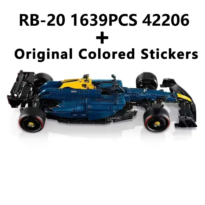 Technical 1639PCS RB20 F1 Race Car 42206 Building Set Collectible Display Model Sport Car Kit with Detailed Great Gift Toy Decor