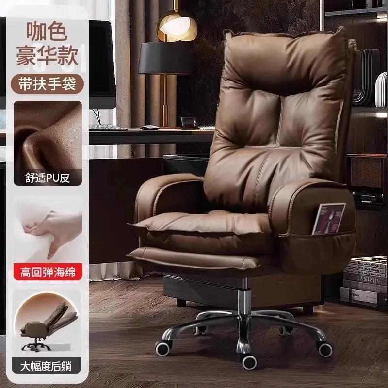 Ergonomic Executive Office Chair High Back Boss Chair Comfortable Swivel Computer Study Desk Reclining Sofa Chair |...
