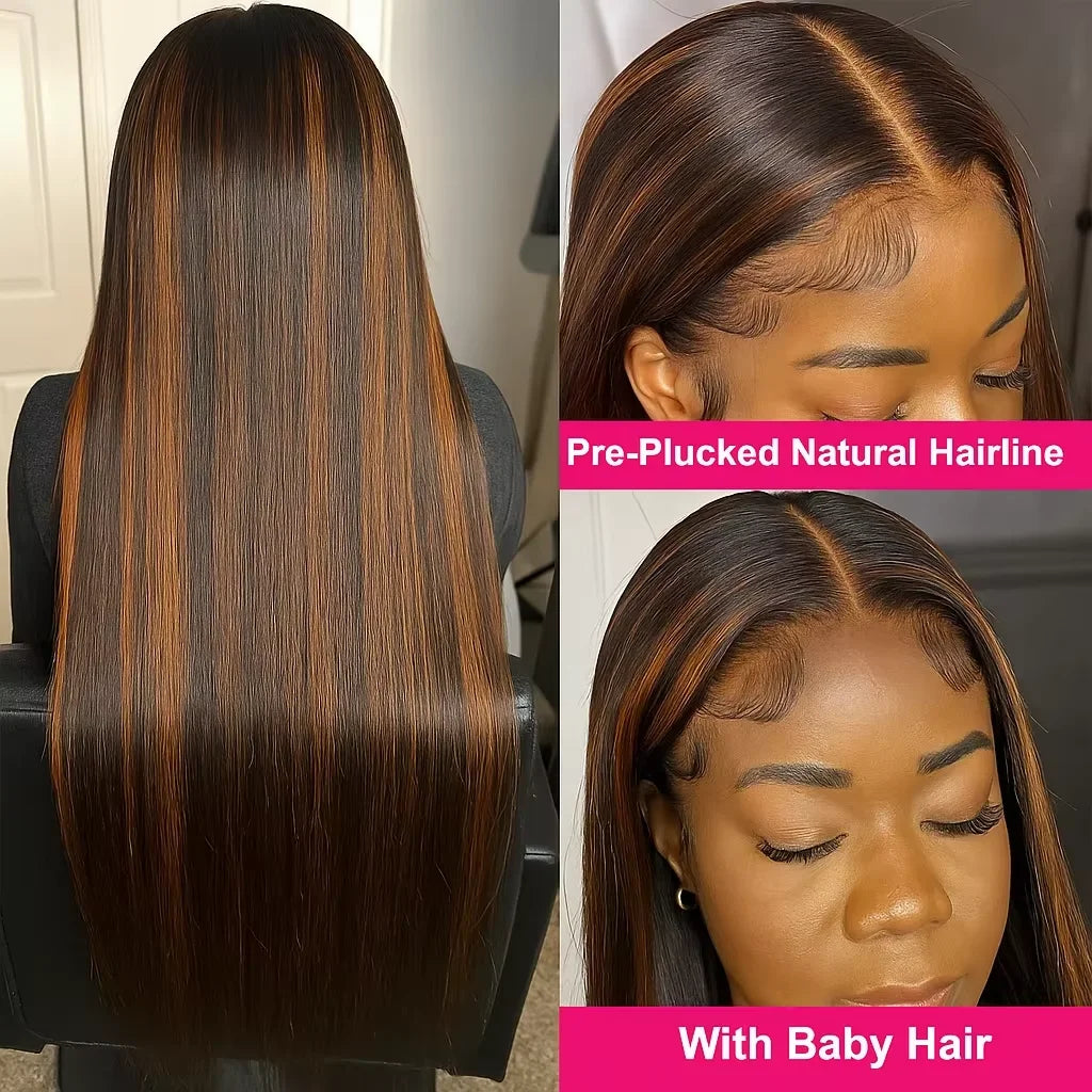 Stylish FB30 Balayage Bone Straight Wig 18-46 Inch 13x4 13x6 HD Transparent Lace Pre Plucked Highlight Color Human Hair...