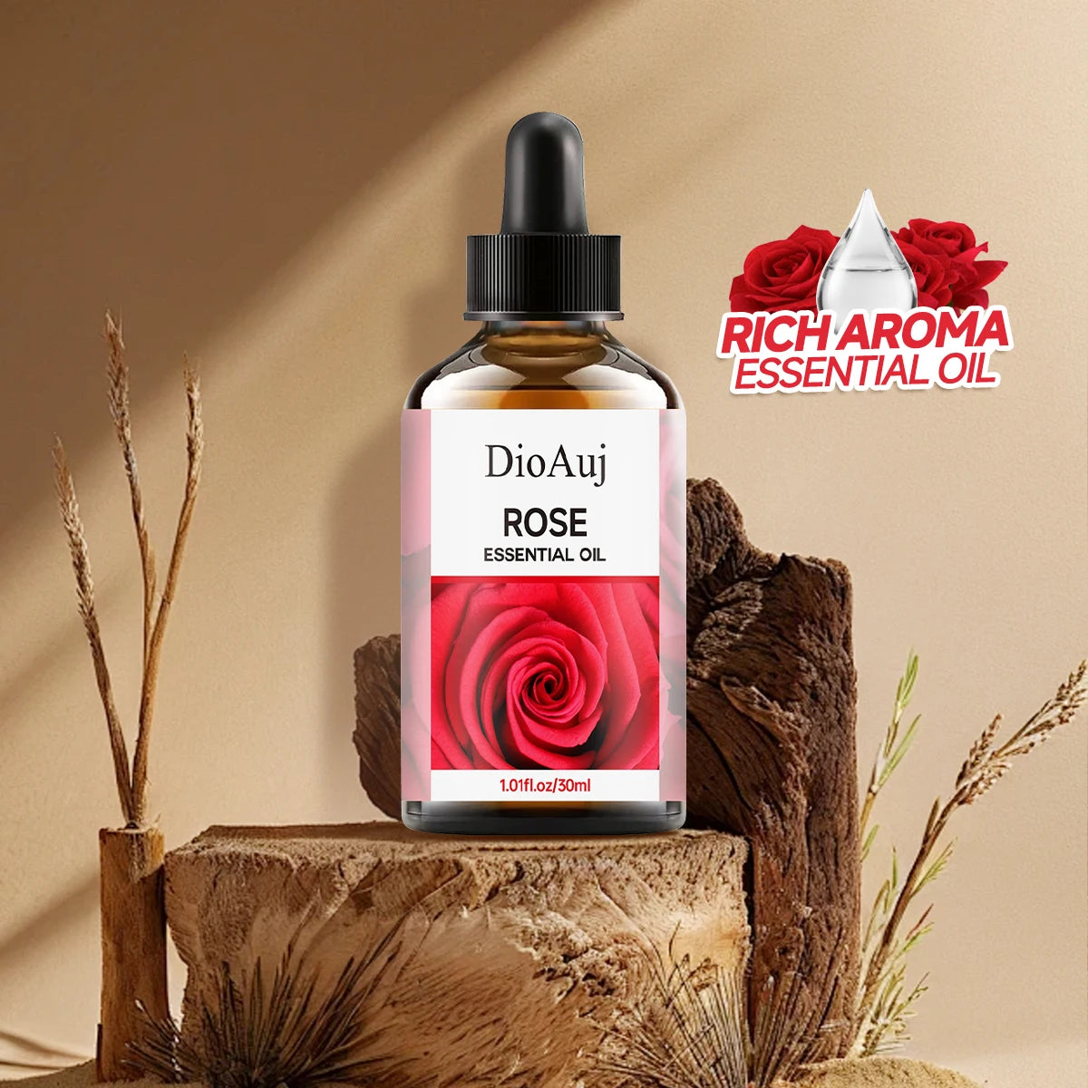 DioAuj 1PCS Essential Oil with Dropper ROSE Face Body Skin Care Aromatherapy Oil for Humidifier Aromatherapy Candle