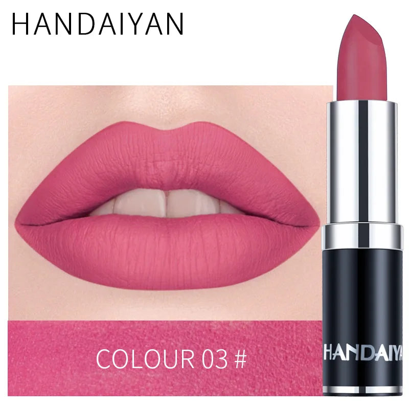 Handaiyan Sexy Nude Red Brown Purple Lipgloss Matte Lip Gloss Velvety Lipstick Matte Waterproof Makeup Long Lasting...