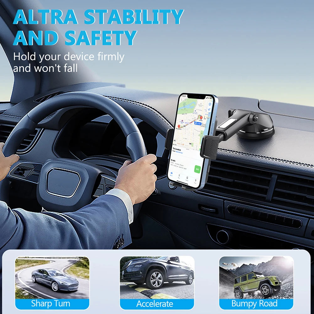 Gravity Sucker Car Phone Holder 360° Rotation Dashboard Mobile Phone Stand Universal Cell Phone Support for Trucks RVs Vehicles