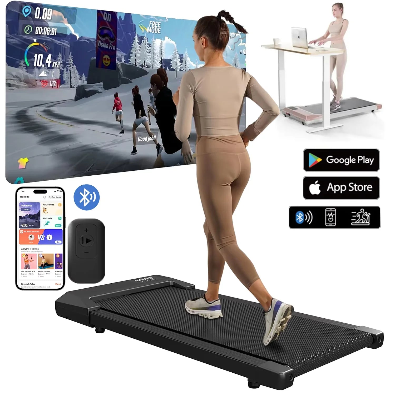 300lbs Treadmill for Home 2.5HP Treadmills Walking Pad LCD Digital Data Display 2in1 Walking Running Fitness Exercise Machine - Kimlud