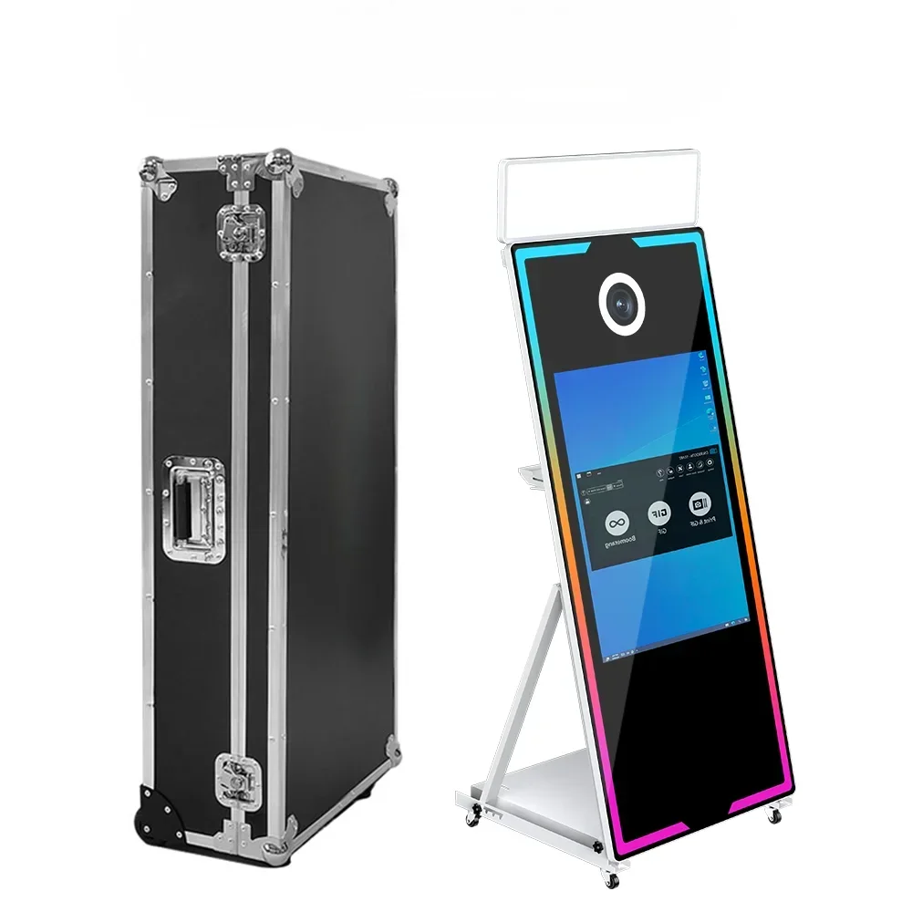 65 inch Mirror Photo Booth Machine with Camera and Printer Portable Magic Mirror Selfie Touch Screen LED Frame Kiosk |...