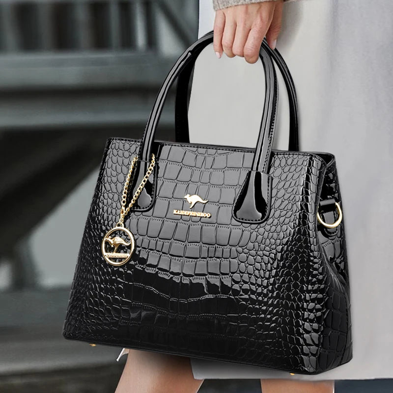 2024 Luxury Designer Handbag Brand Ladies Crocodile Patterned Patent Leather Tote Bag Crossbody Shoulder Bags For Women...