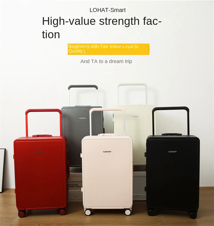 Travel Suitcase Aluminium Frame Wide Trolley Luggage Female Large Capacity Mute Universal Wheel Password Box Carry on...