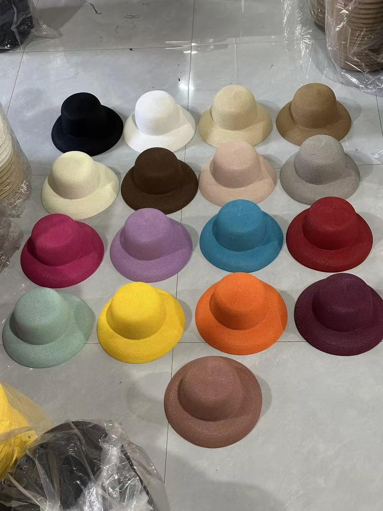 New Summer Sun Hats Ladies Solid Plain Elegant Wide Brim Hat Female Round Top Panama Floppy Straw Beach Hat Women |...
