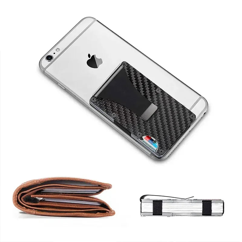 Rfid Carbon Fiber Credit Card Holders Wallets Luxury Men Mini Slim Metal Cardholder Case Magic Thin Male Money Bag Smart Walet