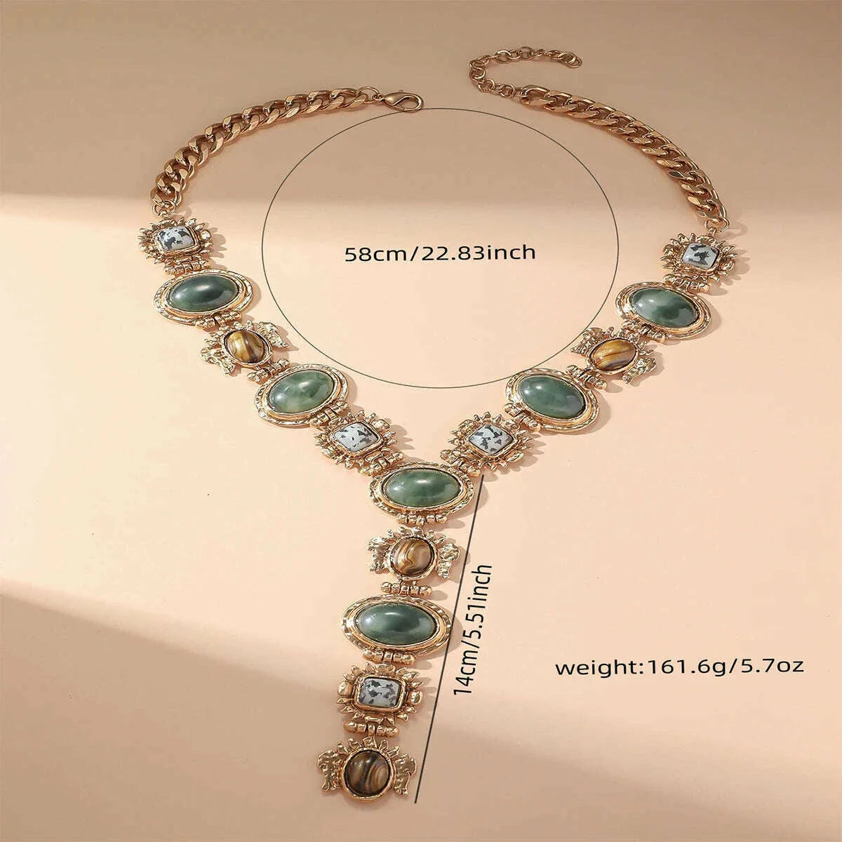 Vintage Chunky Geometric Resin Necklace for Women Irregular Exaggerated Big Statement Metal Necklace Ethnic Style Jewelry Gifts