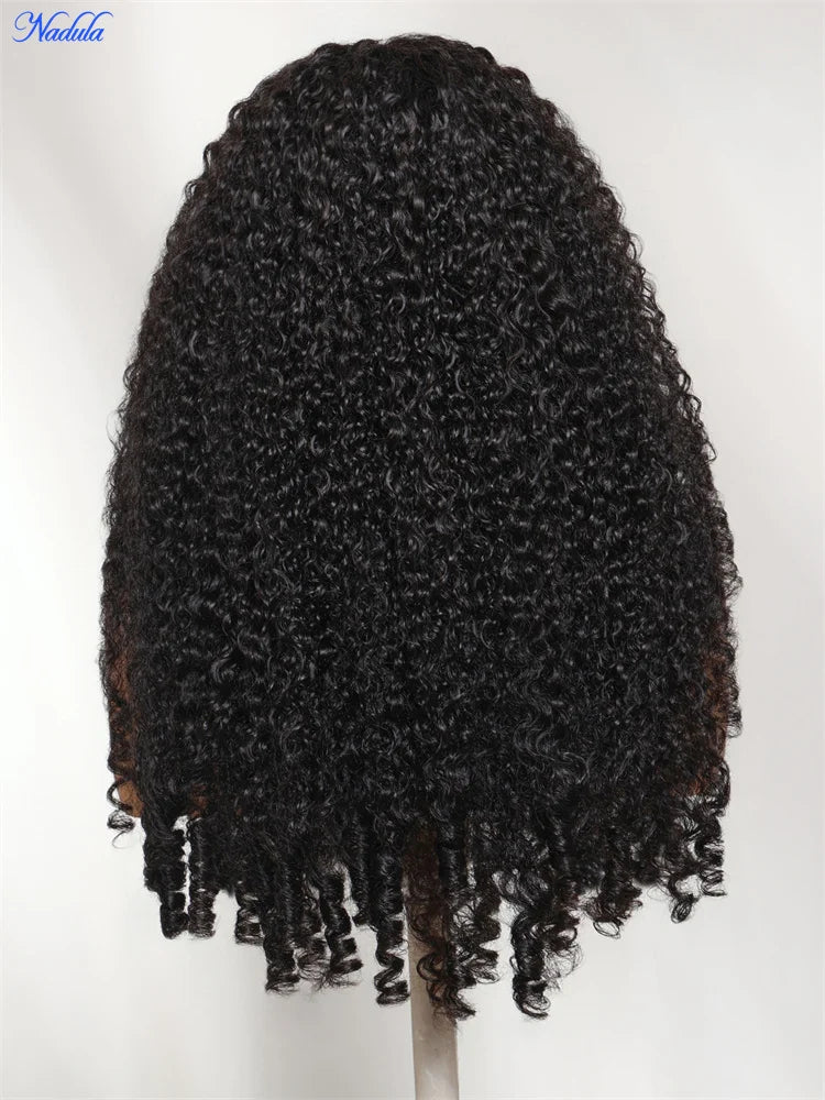 Nadula 7x5 Bye-Bye Knots Burmese Curly Glueless Wig with Finger Coil Ends No Slip Put On and Go Spiral Curls Human Hair Wigs