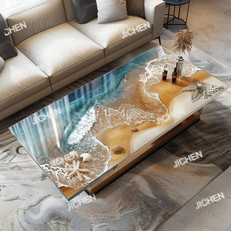 Premium Luxury Furniture Dining Kitchen Dining Solid Walnut Coffee River Epoxy Flat Table - Kimlud