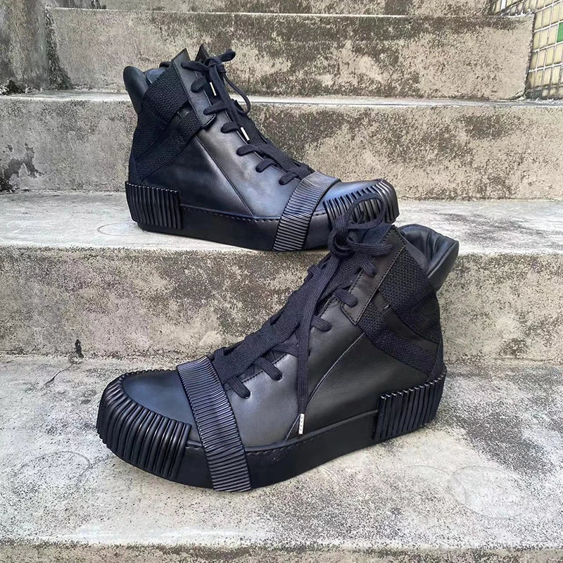 Original Design Pure Handmade BBS Customized Nappa Leather Goodyear Patchwork High Top Luxury Retro Hip Hop Artistic Boots