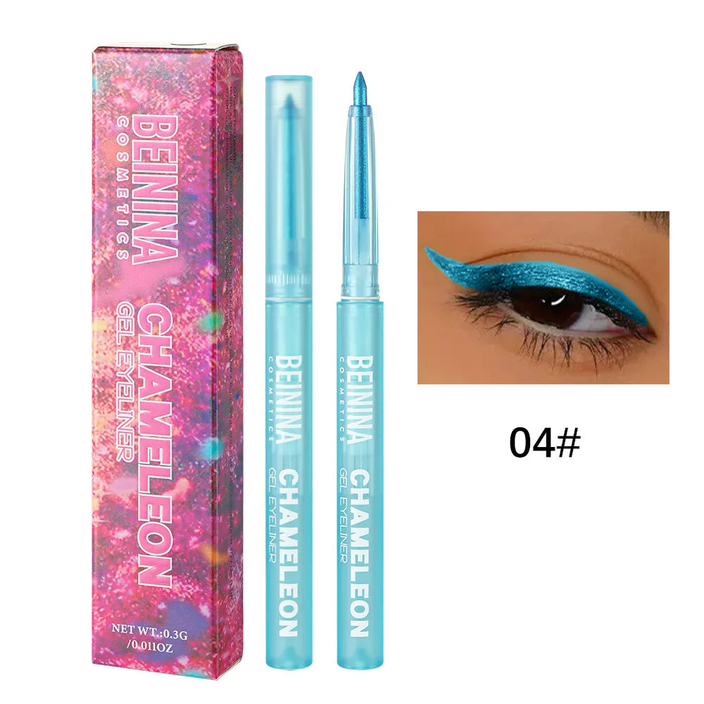 Shiny Chameleon Metallic Blue Eyeliner Gel Pen Eyeshadow Multicolor Eye Liner Pearlescent Polarized Glitter Eyes Pigment...