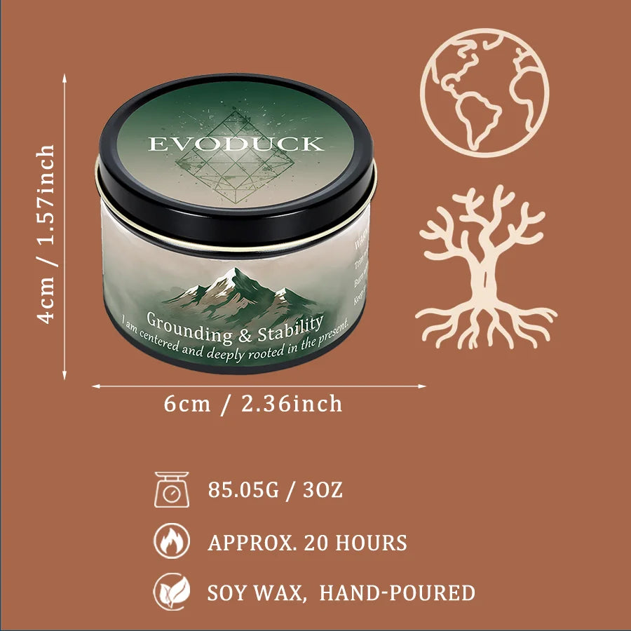 EVDUCK 3oz Scented Candle, Vetiver & Cedarwood Scent with Crystals, for Gifting Suitable for Christmas, Halloween Female Friends