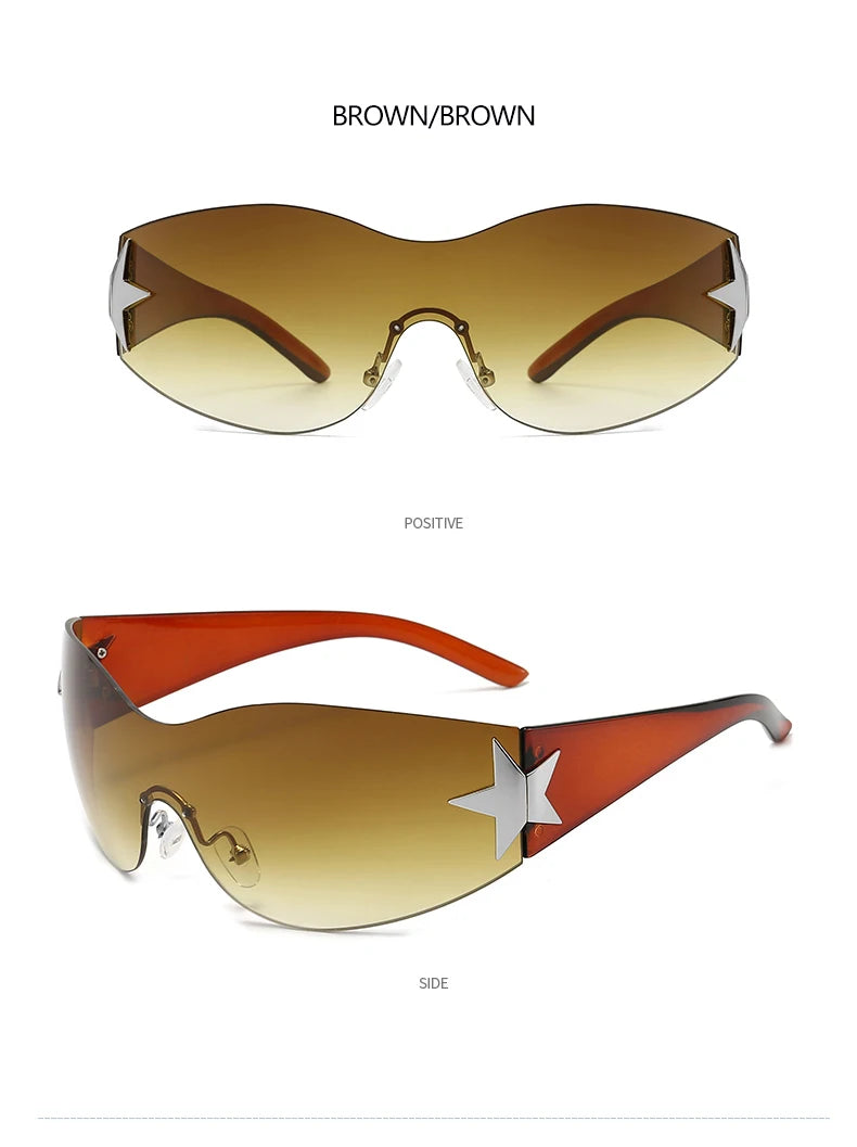 Fashion Sunglasses for Women Men Trendy Shield Wrap Around Sunglasses Oversized Fashion Frameless Sun Glasses