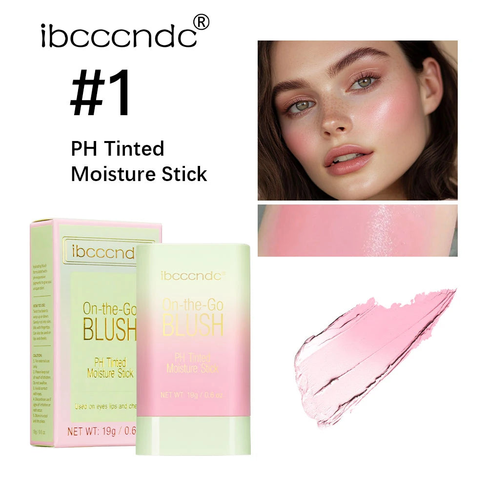 PH Tinted Moisture Stick Blush Stick Natural Cheek Face Rouge Blusher Lasting High Color Rendering Brightening Skin Waterproof