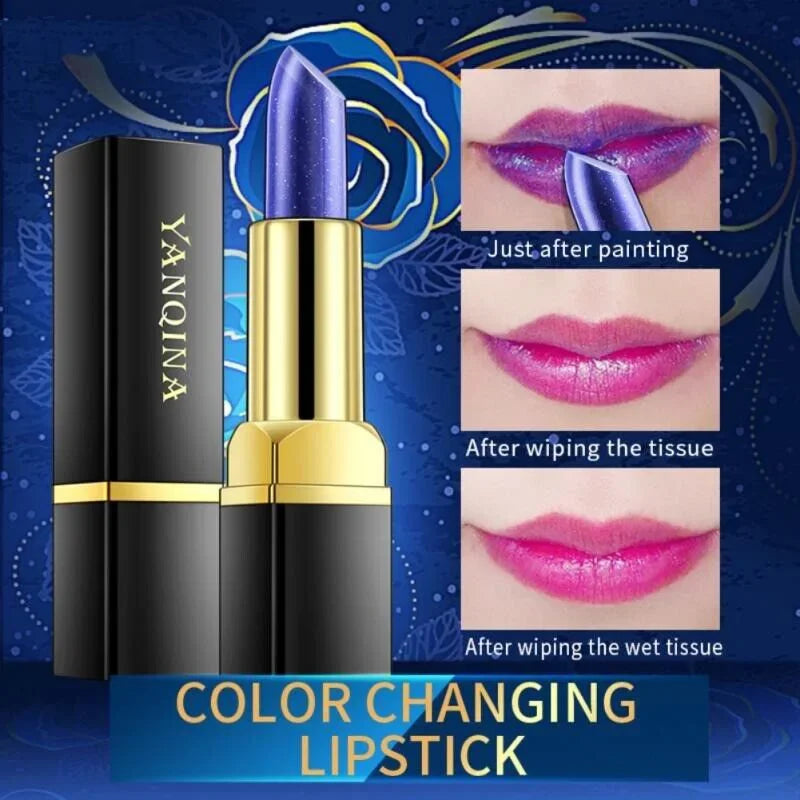 YANQINA Blue Temperature Color Changing Lipstick Waterproof Long-Lasting Non-Fading Non-Transfer Moisturizing Lip Stain...