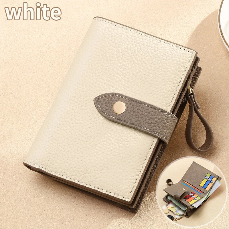 Retro clamshell design minimalist ladies' genuine leather wallet Essential for fashion-forward travel Multiple security...