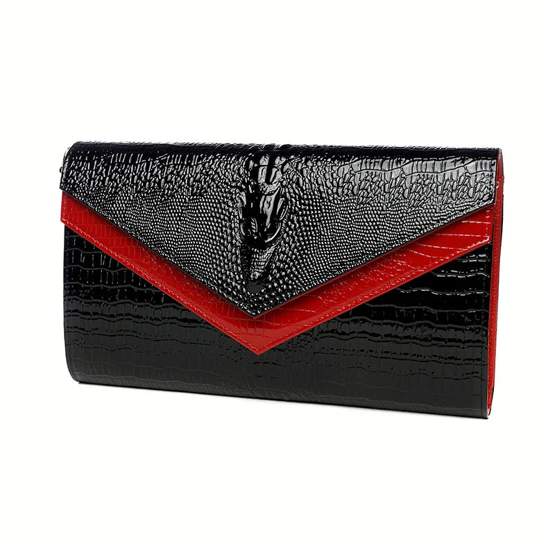 Alligator Pattern Women Cow Leather Clutch Bag Patchwork Crocodile Ladies Cowhide Shoulder or Crossbody Bags | Kimlud...
