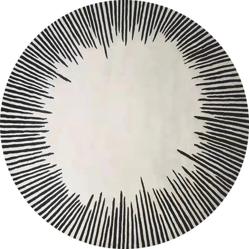 Home Thicken Non-slip Mat Modern Minimalist Carpets for Living Room Fluffy Soft Bedroom Decor Stripe Carpet Large Area Round Rug - Kimlud