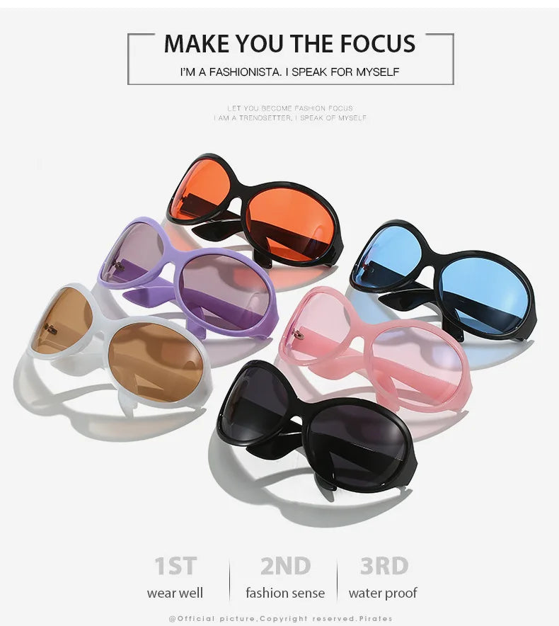 Oversized Punk Oval Sunglasses Y2K Unique Women Men Trend Goggle Sports Sun Glasses Lady Luxury Brand Designer New...
