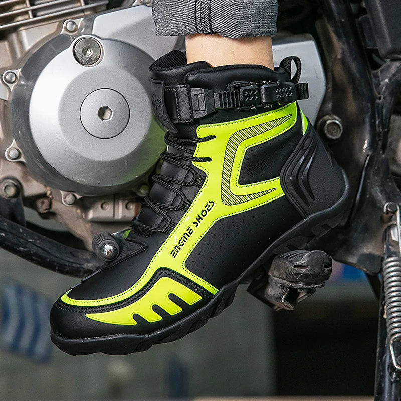 Men Mountain Riding Shoe Outdoor Buckle Casual Shoes Couple's Style Women High Top Motorcycle Shoes Fashionable Motorcycle Shoes - Kimlud