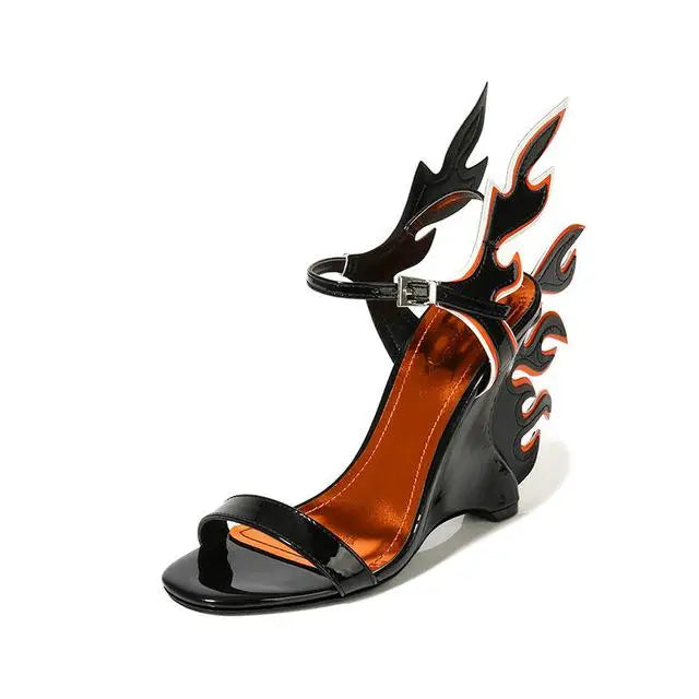 High Heels Sandals Women Summer Women Wedding Shoes Platform Wedges Casual Large 10cm Flame Get Together Casual Sandals Orange - Kimlud