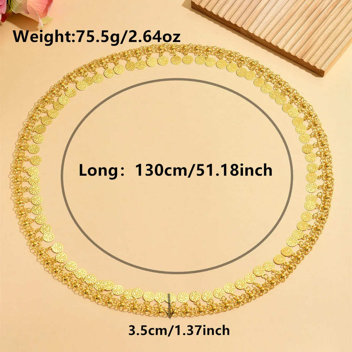 Golden Tassel Shoulder Chain Necklace Arab Kurdish Style Leaf Coin Pendant Fashion Accessory for Dresses Personality Decoration