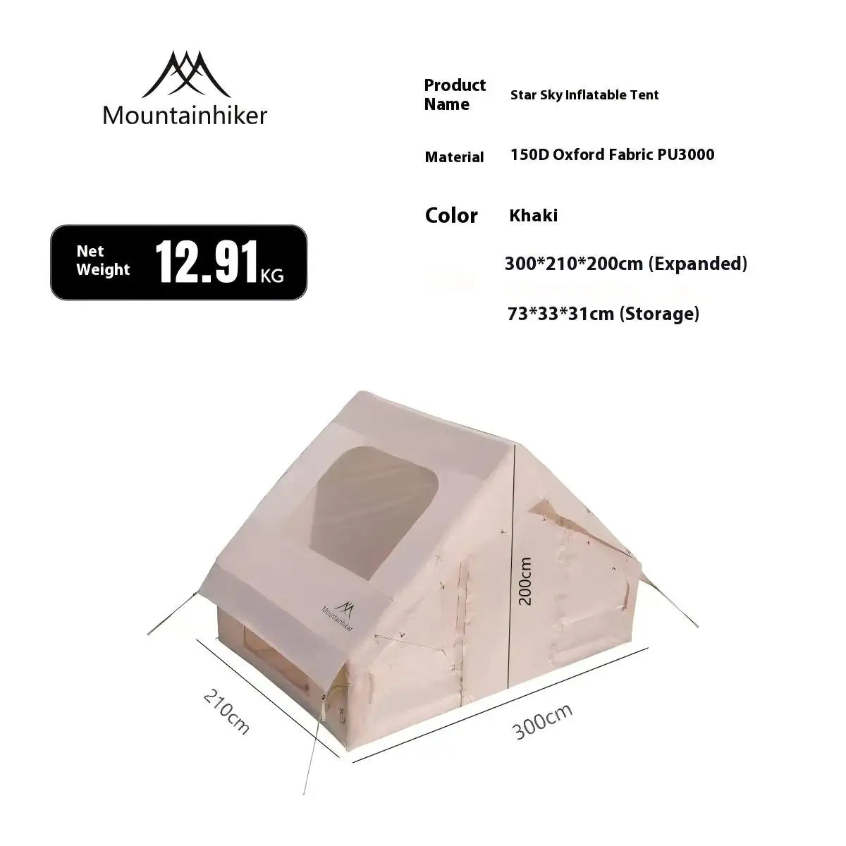 MOUNTAINHIKER Extra Large 3-6 Person Inflatable Family Camping Tent with High-Quality Windproof and Spacious Interior - Kimlud