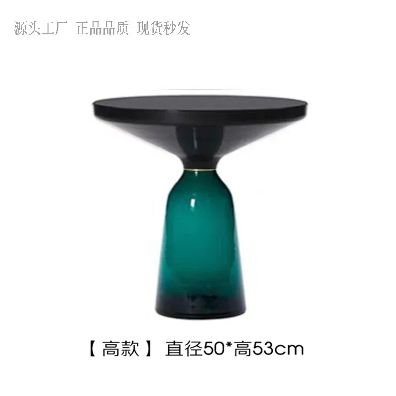 Nordic Creative Glass Round Coffee Table Combination Living Room Reception Side Table Transparent Light Luxury Coffee Tables - Kimlud