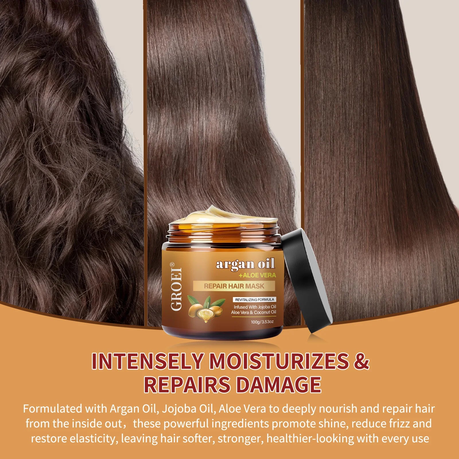 100G Argan Oil Hair Mask – Deep Repair and Hydration Treatment Restores Strength, Shine, and Elasticity for All Hair...